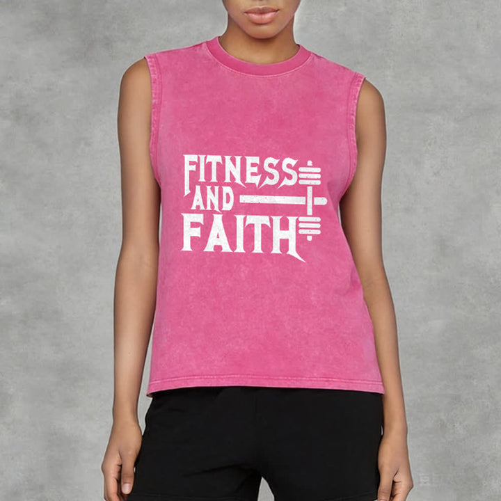 Christianartworkshop Canotta unisex Fitness And Faith con effetto lavato - image 11