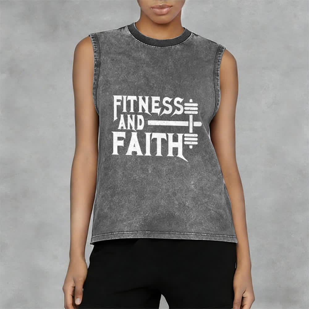 Christianartworkshop Canotta unisex Fitness And Faith con effetto lavato - image 5