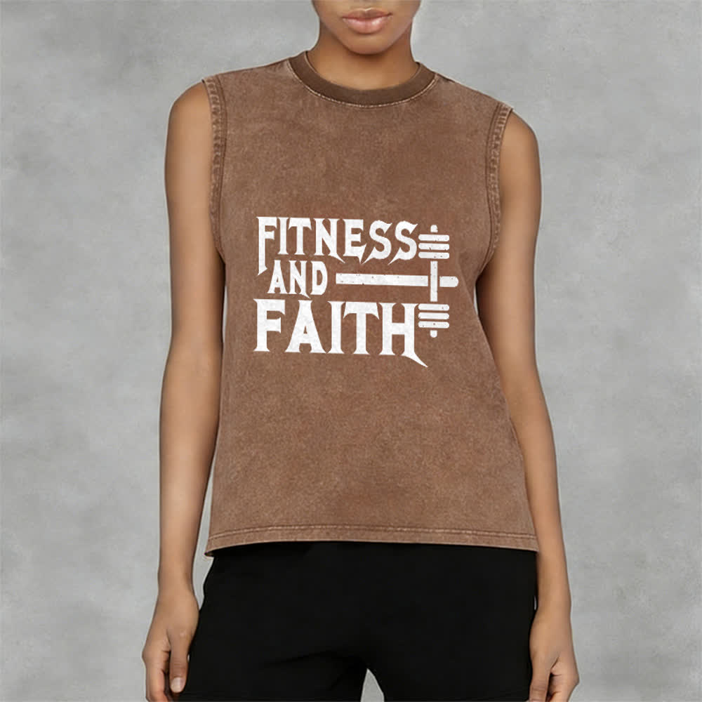 Christianartworkshop Canotta unisex Fitness And Faith con effetto lavato - image 14