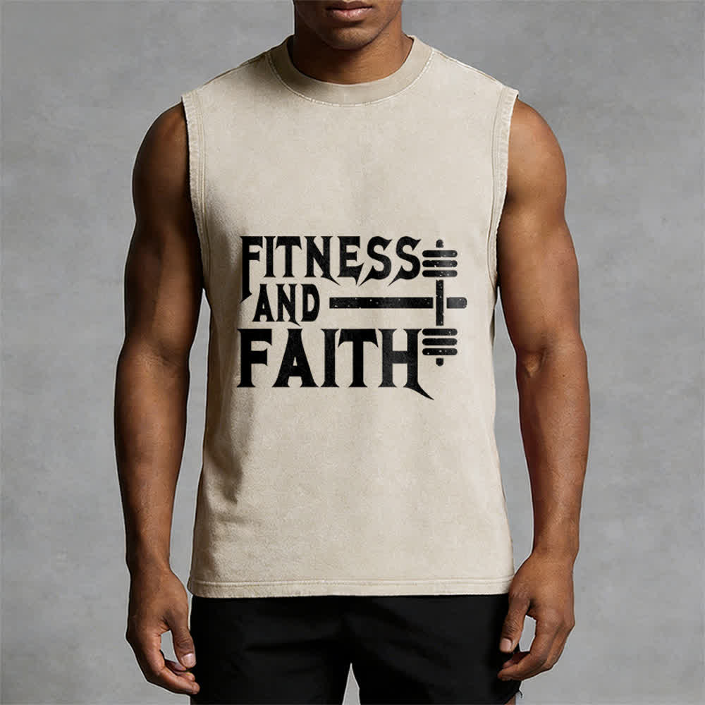 Christianartworkshop Canotta unisex Fitness And Faith con effetto lavato - image 7