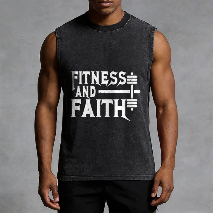 Christianartworkshop Canotta unisex Fitness And Faith con effetto lavato - image 1