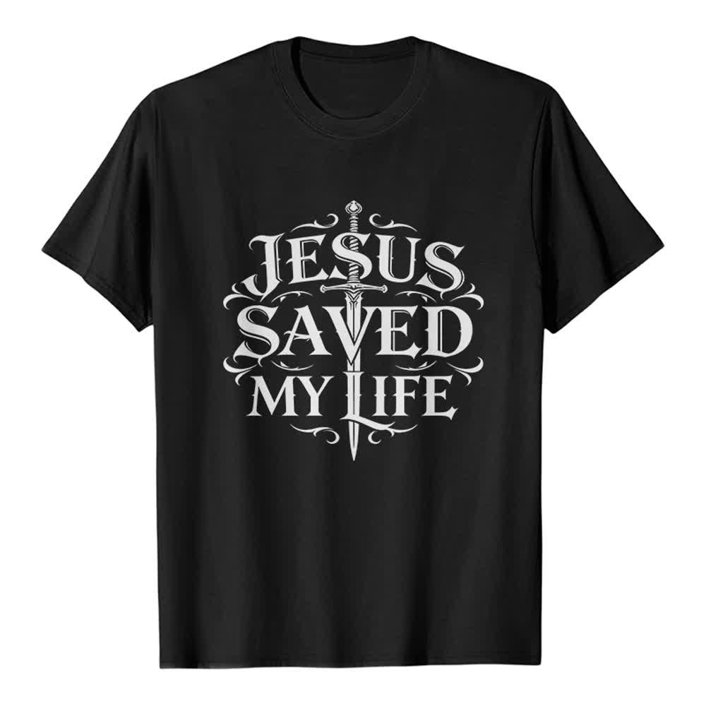 Christianartworkshop Maglietta premium Vintage Gothic Jesus Saved My Life - Nero - 2XL - image 0