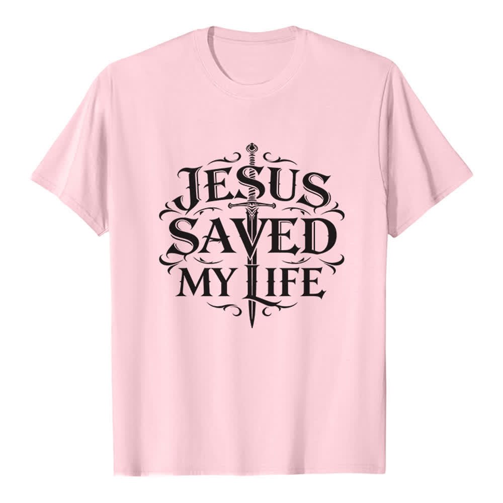 Christianartworkshop Maglietta premium Vintage Gothic Jesus Saved My Life - Rosa - 2XL - image 1
