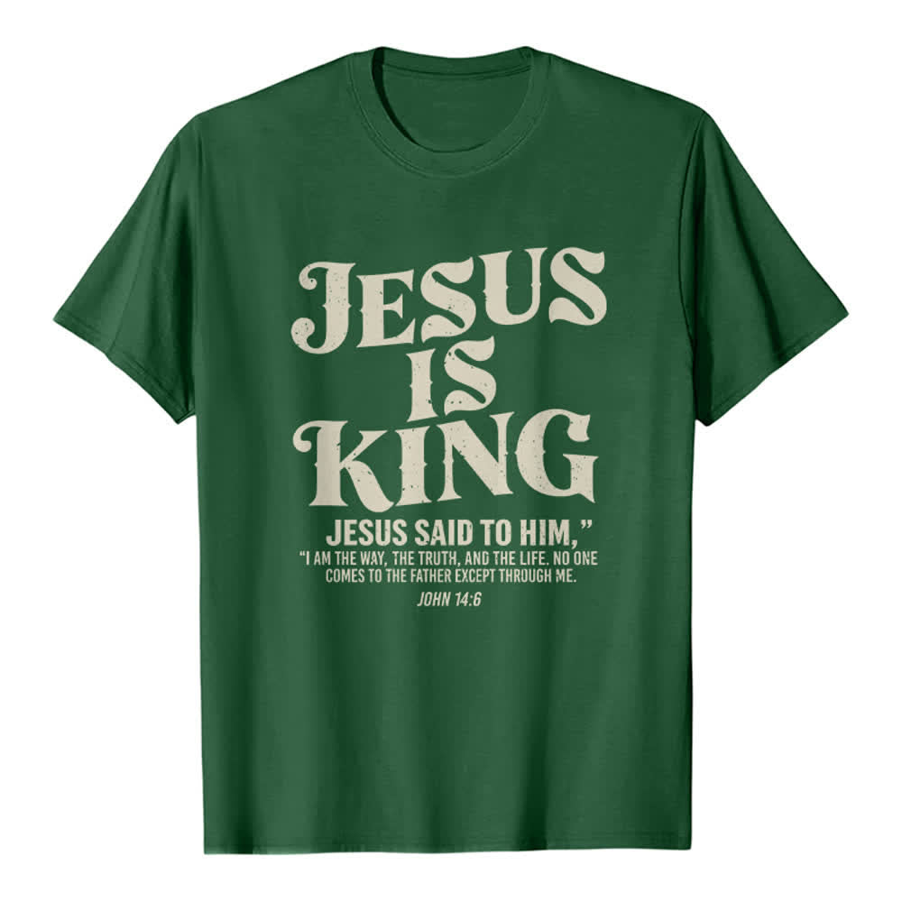 Christianartworkshop Gesù è Re Giovanni 14:6 Maglietta Premium - Verde scuro - 2XL - image 0