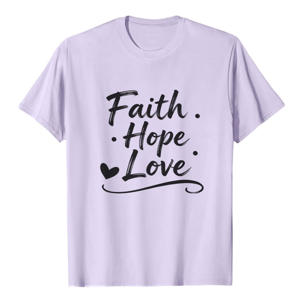 Christianartworkshop T-shirt premium vintage con scritta a mano "Fede, Speranza, Amore" - Viola - 2XL - image 1