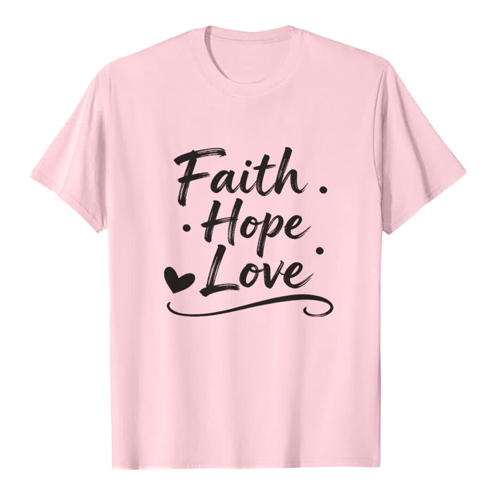 Christianartworkshop T-shirt premium vintage con scritta a mano "Fede, Speranza, Amore" - Rosa - 2XL - image 0