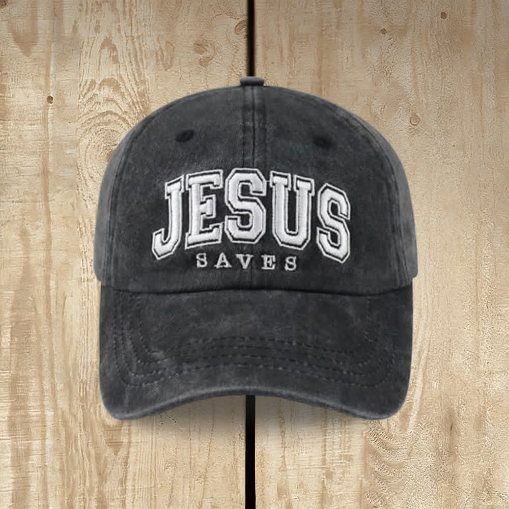 Christianartworkshop Retro Varsity Jesus Saves Baseball Cap - Nero - image 0