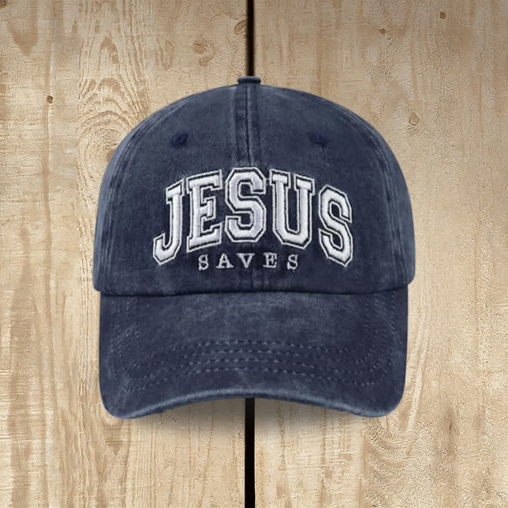 Christianartworkshop Retro Varsity Jesus Saves Baseball Cap - Blu navy - image 6