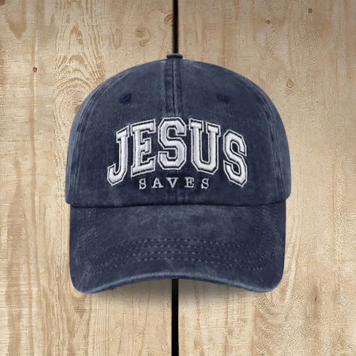 Christianartworkshop Retro Varsity Jesus Saves Baseball Cap - Blu navy - image 6