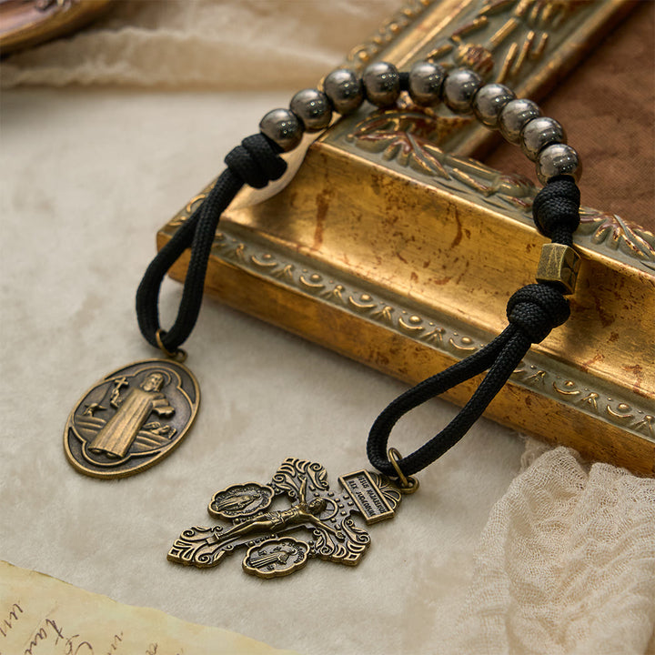 Christianartworkshop Rosario tascabile di San Benedetto in paracord: emblema di fede incrollabile e protezione. - image 2