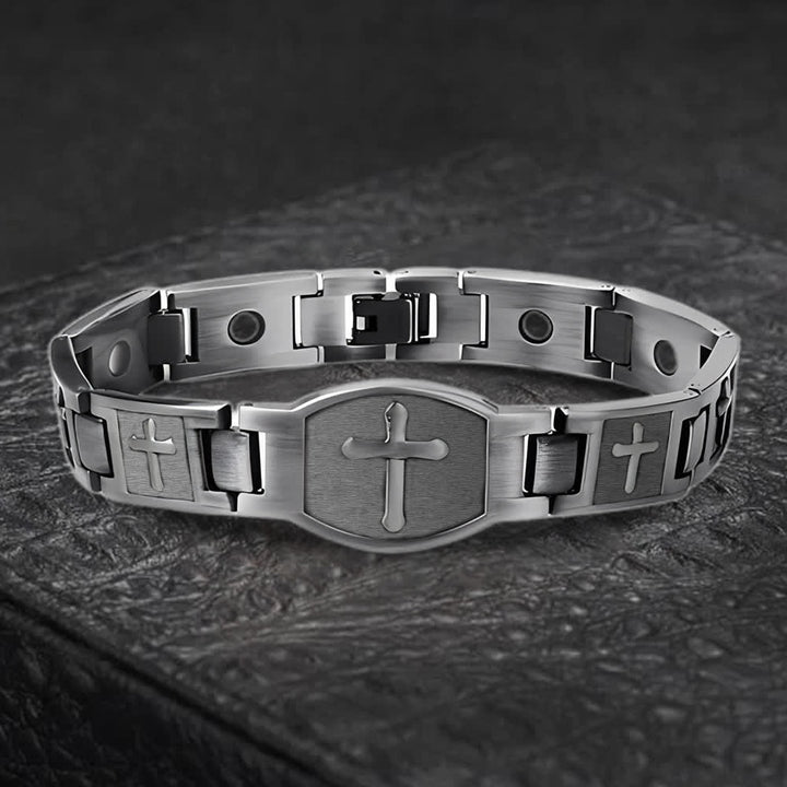 Christianartworkshop Bracciale a maglie con croce incisa: simbolo di forza divina e fede. - Grigio - image 13