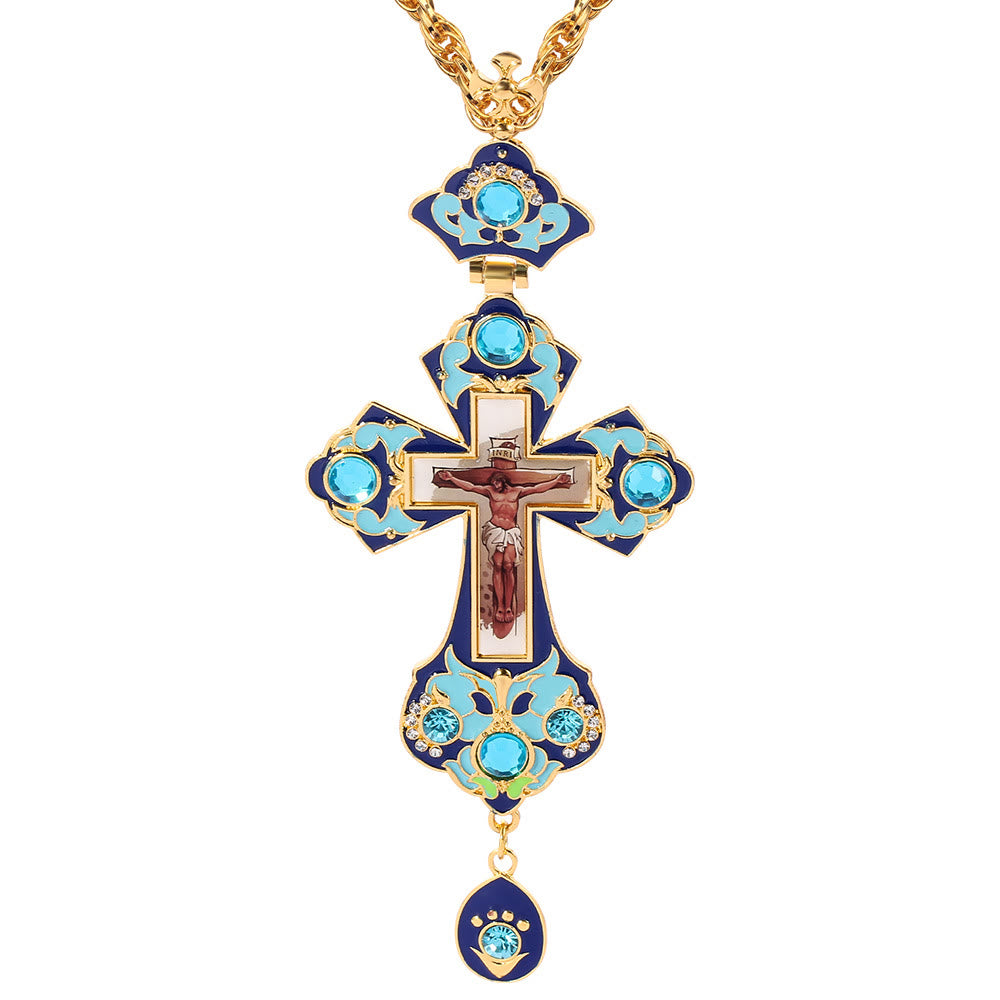 Christianartworkshop Collana con ciondolo a croce ortodossa ornata di gemme: emblema di redenzione e gloria divina - K - image 13
