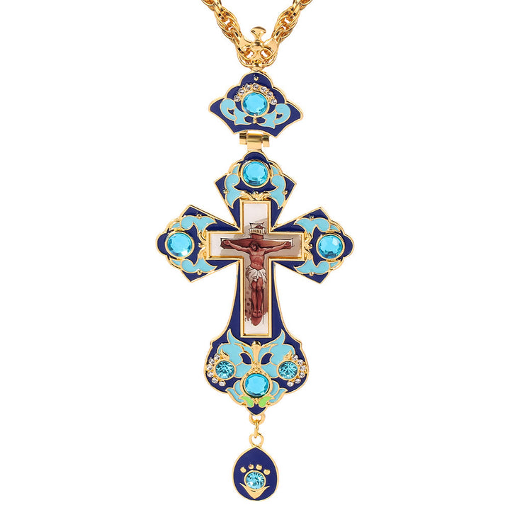 Christianartworkshop Collana con ciondolo a croce ortodossa ornata di gemme: emblema di redenzione e gloria divina - K - image 13