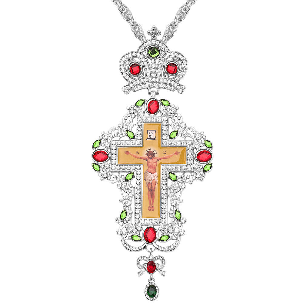 Christianartworkshop Collana con ciondolo a croce ortodossa ornata di gemme: emblema di redenzione e gloria divina - L - image 14