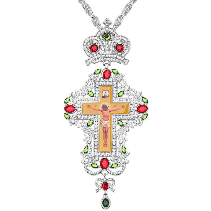 Christianartworkshop Collana con ciondolo a croce ortodossa ornata di gemme: emblema di redenzione e gloria divina - L - image 14