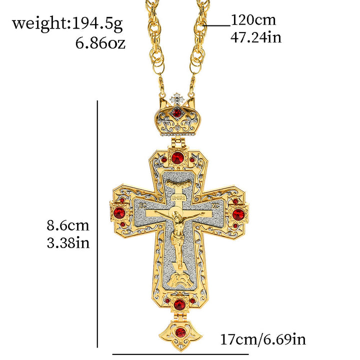 Christianartworkshop Collana con ciondolo a croce ortodossa ornata di gemme: emblema di redenzione e gloria divina - B - image 4