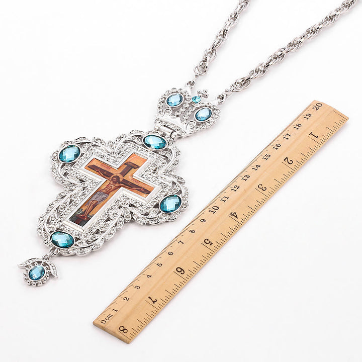 Christianartworkshop Collana con ciondolo a croce ortodossa ornata di gemme: emblema di redenzione e gloria divina - H - image 10