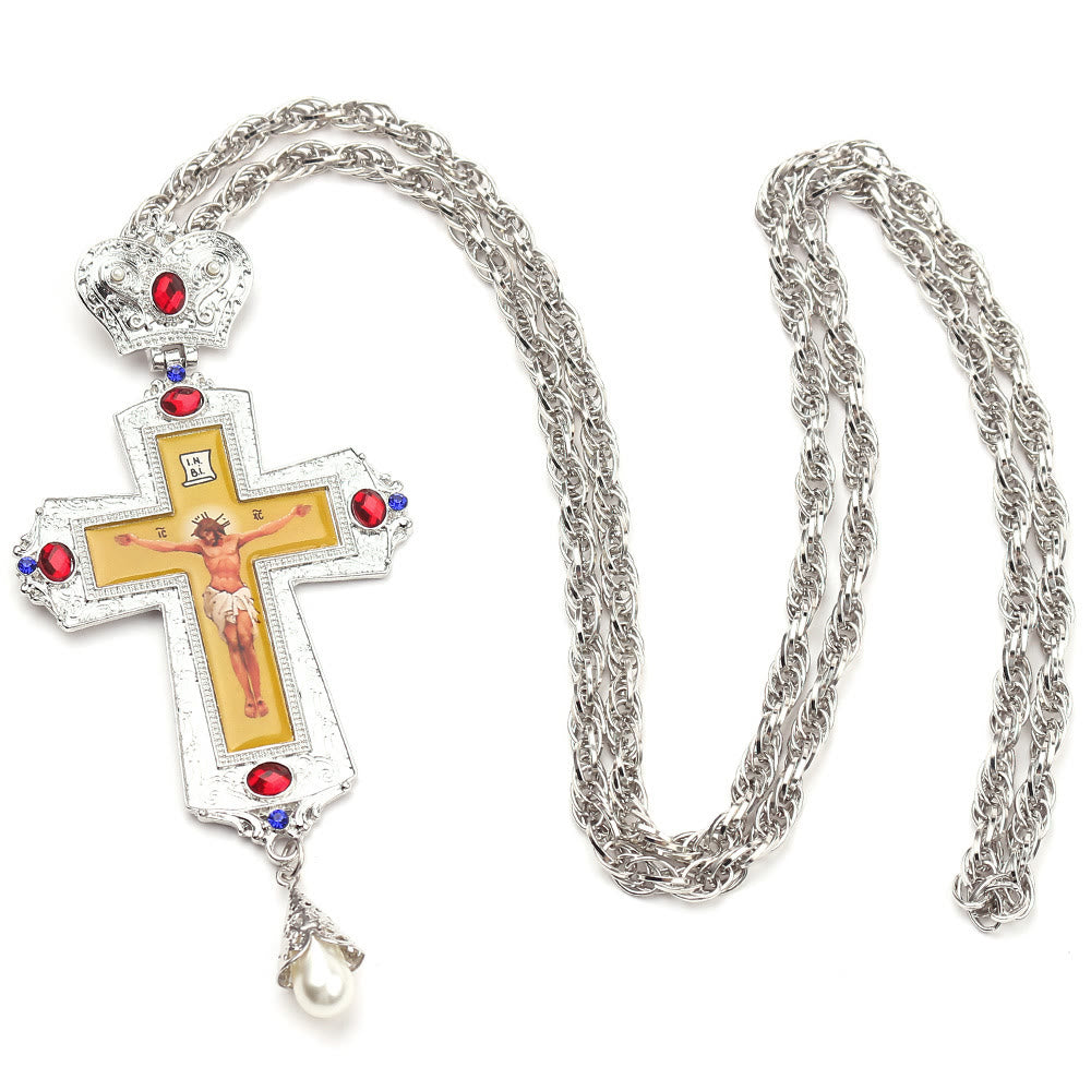 Christianartworkshop Collana con ciondolo a croce ortodossa ornata di gemme: emblema di redenzione e gloria divina - C - image 5