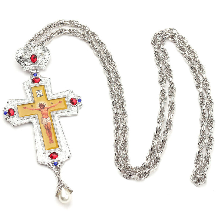 Christianartworkshop Collana con ciondolo a croce ortodossa ornata di gemme: emblema di redenzione e gloria divina - C - image 5