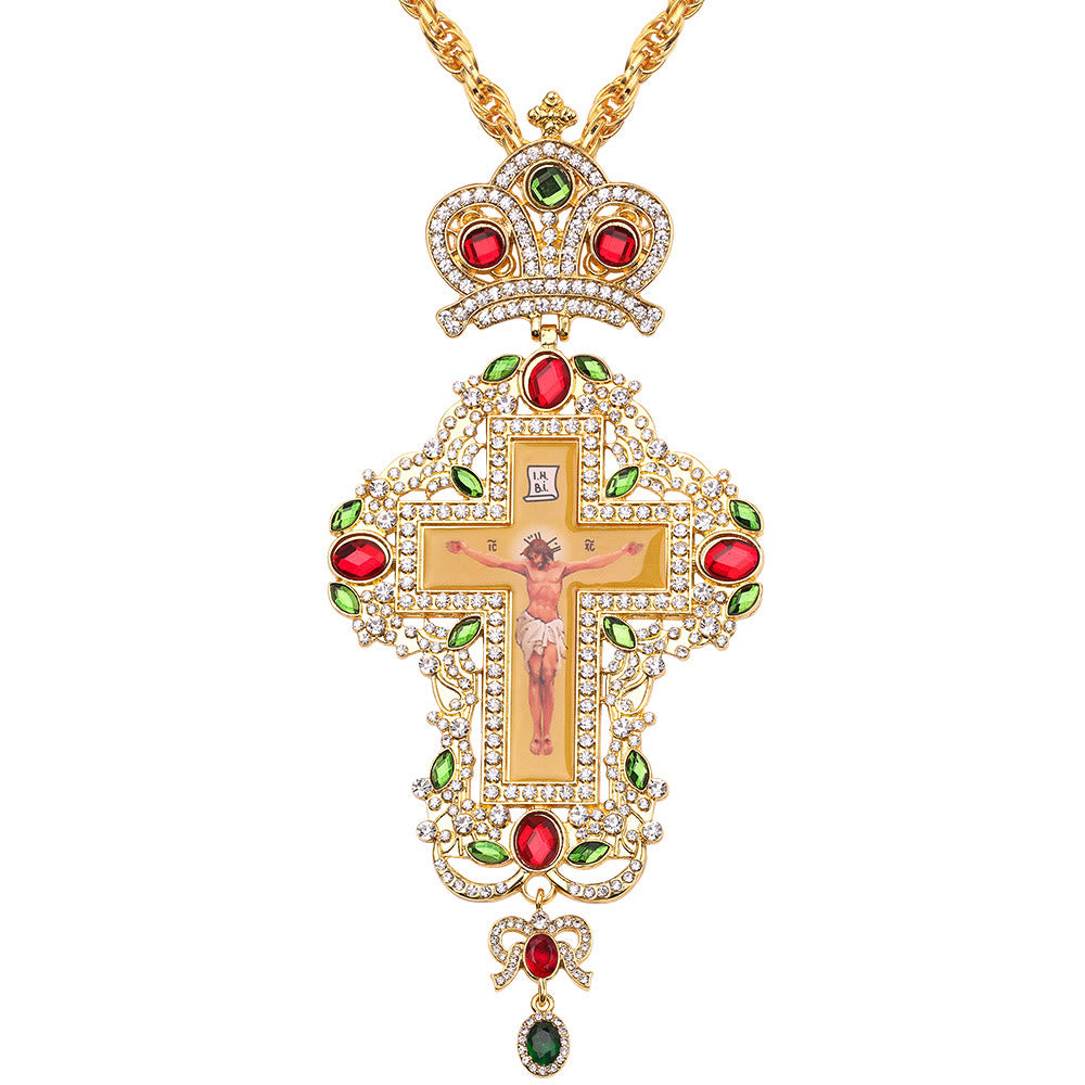 Christianartworkshop Collana con ciondolo a croce ortodossa ornata di gemme: emblema di redenzione e gloria divina - J - image 12