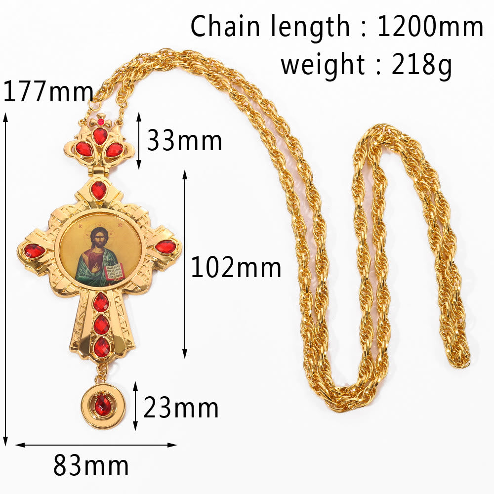 Christianartworkshop Collana con ciondolo a croce ortodossa ornata di gemme: emblema di redenzione e gloria divina - F - image 8