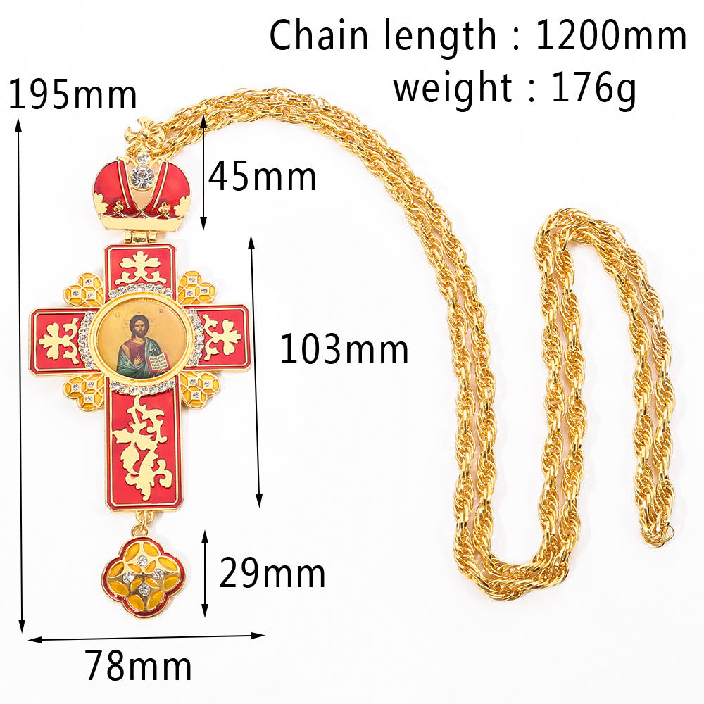 Christianartworkshop Collana con ciondolo a croce ortodossa ornata di gemme: emblema di redenzione e gloria divina - E - image 7