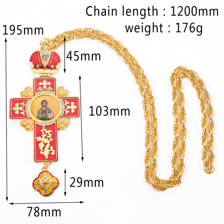 Christianartworkshop Collana con ciondolo a croce ortodossa ornata di gemme: emblema di redenzione e gloria divina - E - image 7