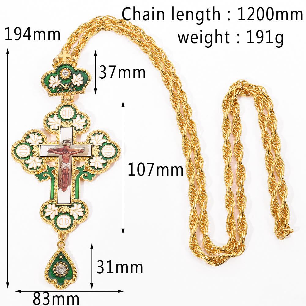 Christianartworkshop Collana con ciondolo a croce ortodossa ornata di gemme: emblema di redenzione e gloria divina - D - image 6