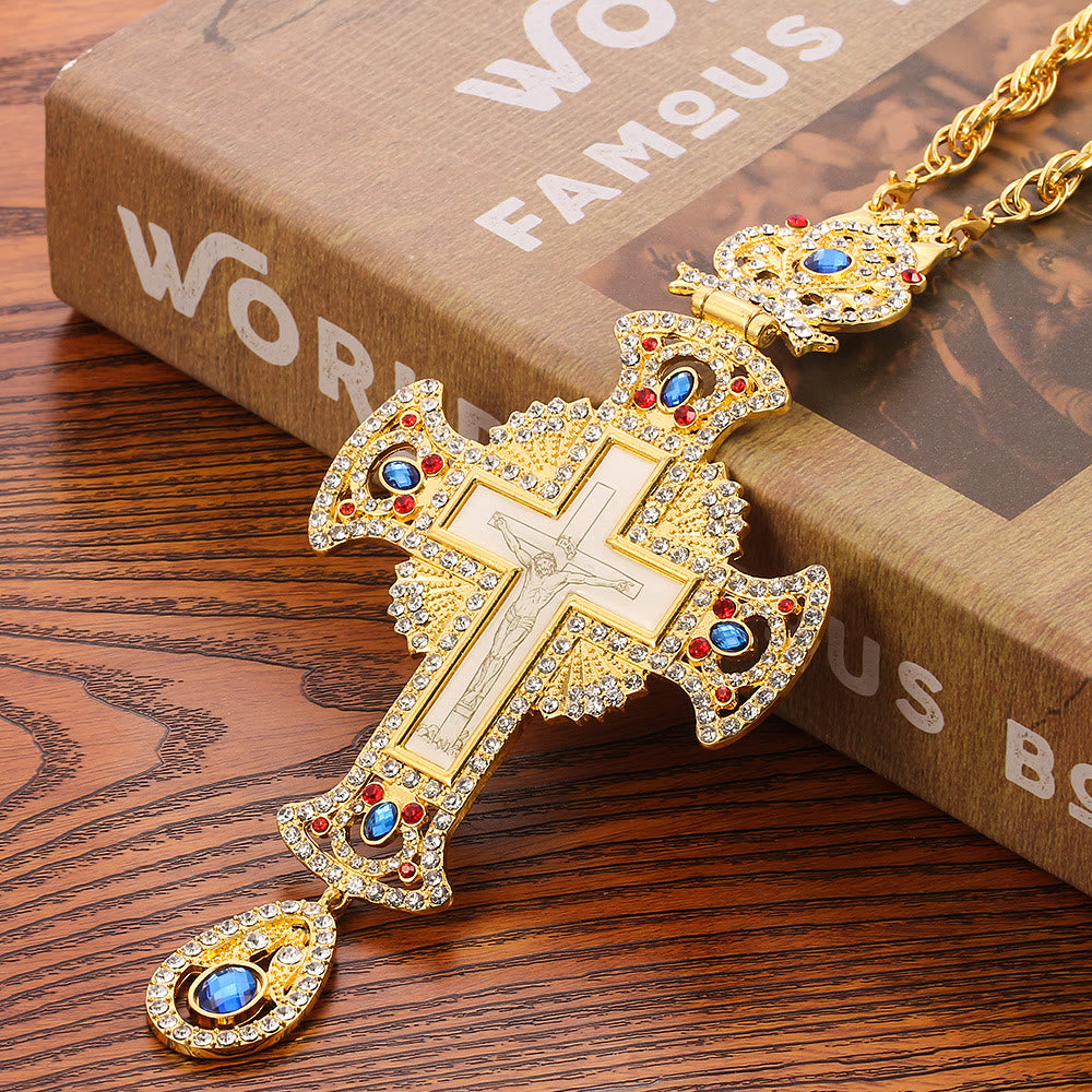 Christianartworkshop Collana con ciondolo a croce ortodossa ornata di gemme: emblema di redenzione e gloria divina - image 3
