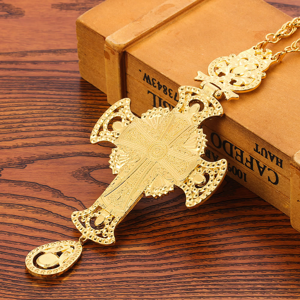 Christianartworkshop Collana con ciondolo a croce ortodossa ornata di gemme: emblema di redenzione e gloria divina - image 2