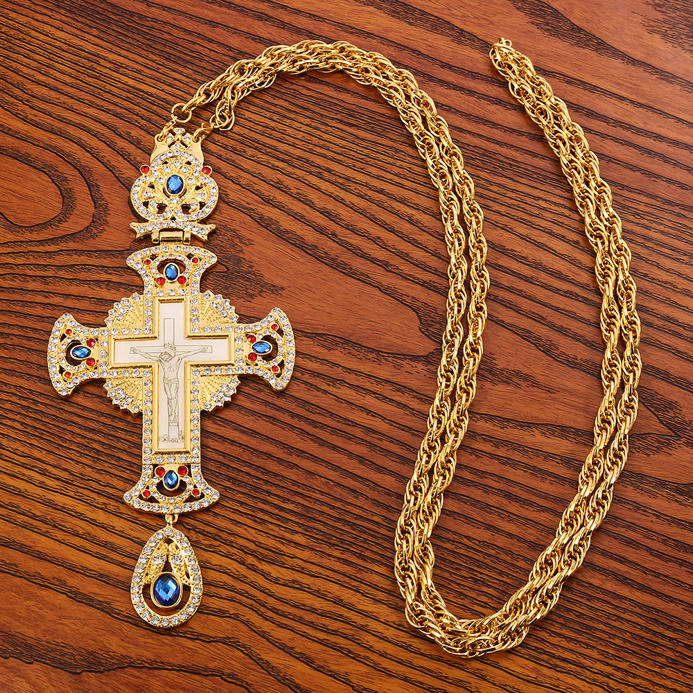 Christianartworkshop Collana con ciondolo a croce ortodossa ornata di gemme: emblema di redenzione e gloria divina - image 1