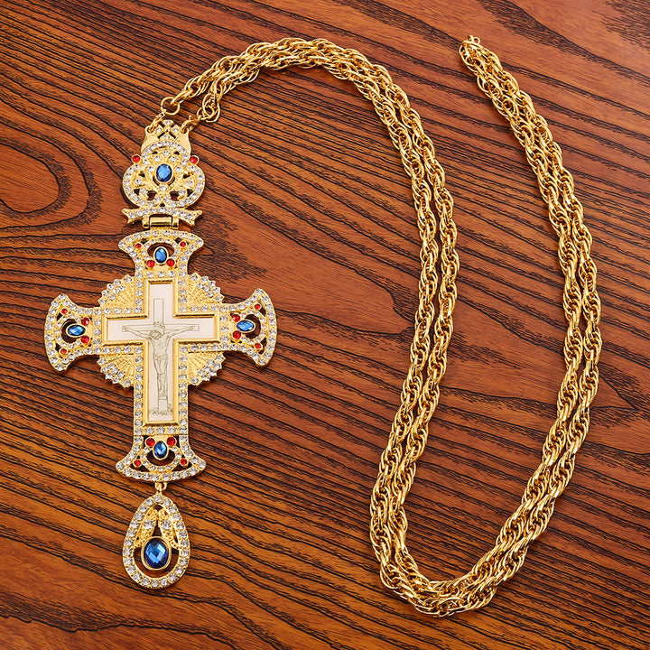 Christianartworkshop Collana con ciondolo a croce ortodossa ornata di gemme: emblema di redenzione e gloria divina - image 1