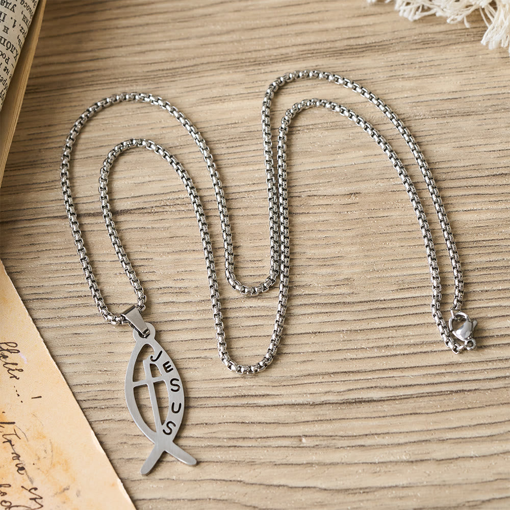 Christianartworkshop Collana moderna con ciondolo a forma di pesce Ichthus di Gesù: simbolo di devozione e forza spirituale. - image 3