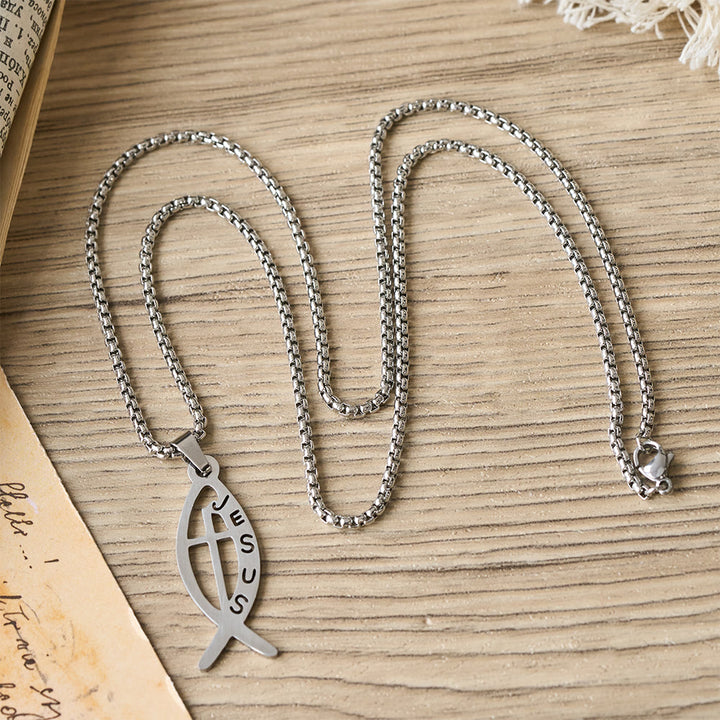 Christianartworkshop Collana moderna con ciondolo a forma di pesce Ichthus di Gesù: simbolo di devozione e forza spirituale. - image 3