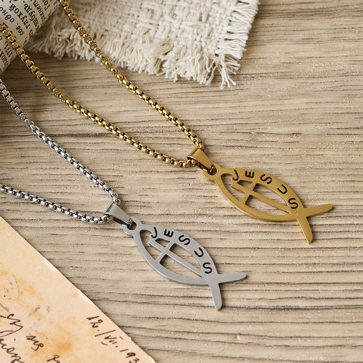 Christianartworkshop Collana moderna con ciondolo a forma di pesce Ichthus di Gesù: simbolo di devozione e forza spirituale. - image 4