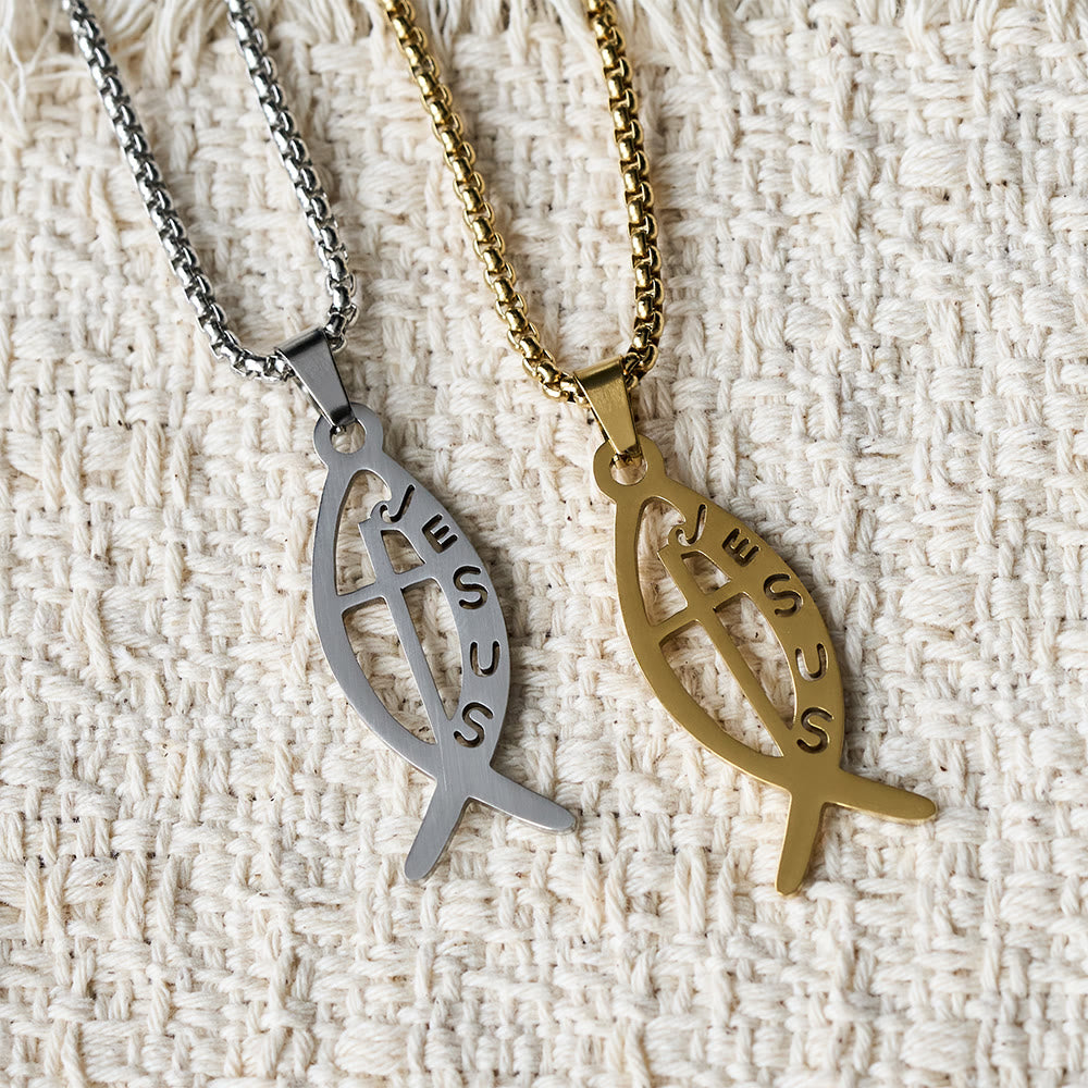Christianartworkshop Collana moderna con ciondolo a forma di pesce Ichthus di Gesù: simbolo di devozione e forza spirituale. - image 5