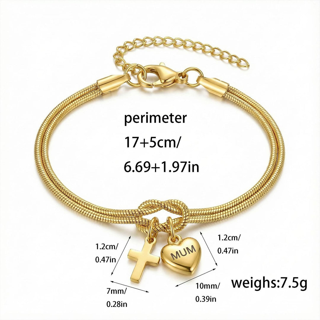 Christianartworkshop Bracciale regolabile con ciondolo a forma di cuore e croce con nodo d'amore: emblema di devozione e grazia divina. - image 4