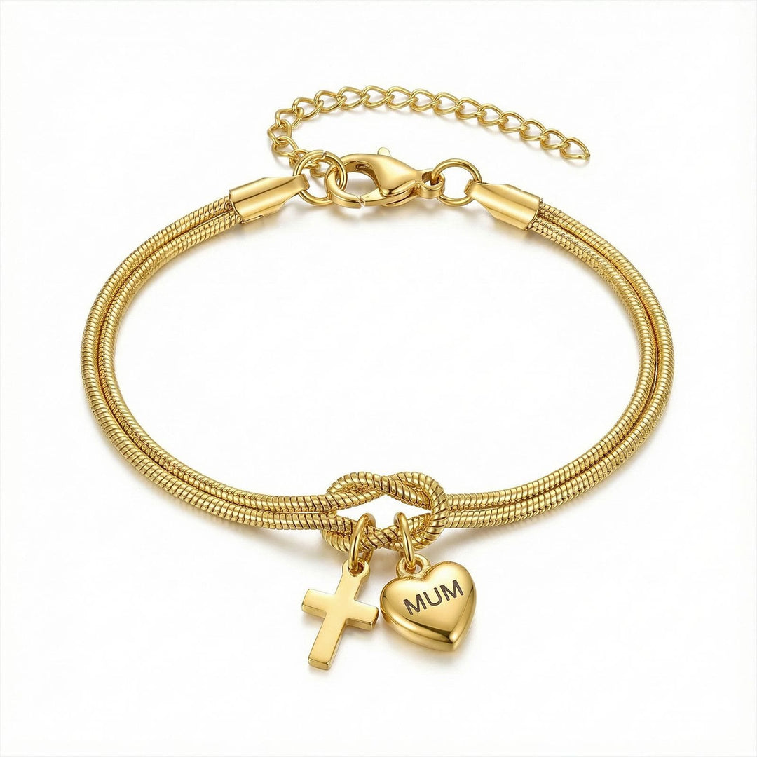 Christianartworkshop Bracciale regolabile con ciondolo a forma di cuore e croce con nodo d'amore: emblema di devozione e grazia divina. - image 5