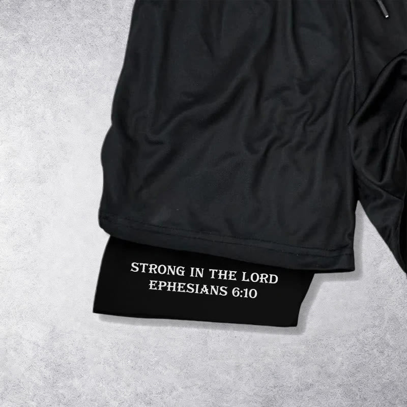 Christianartworkshop Efesini 6:10 Forti nel Signore Pantaloncini da performance con bilanciere e croce - image 16