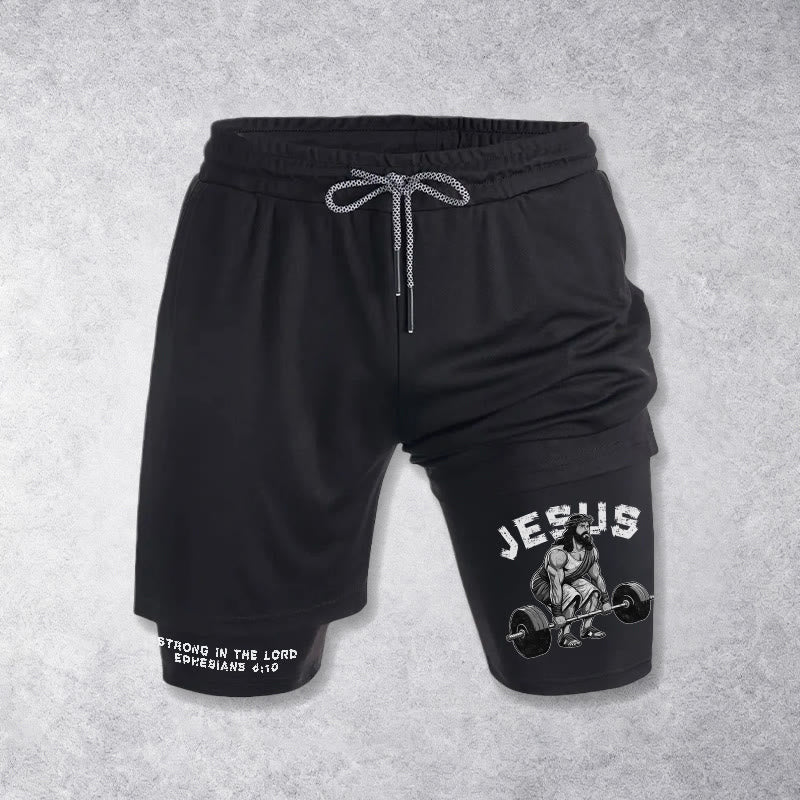 Christianartworkshop Efesini 6:10 Pantaloncini da sollevamento pesi di Gesù - Nero - 3XL - image 9