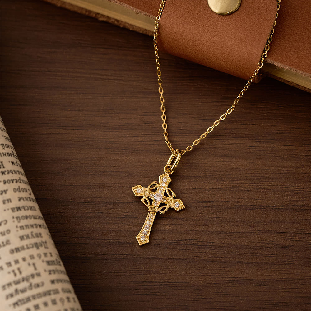 Christianartworkshop Collana con croce geometrica scintillante: simbolo di speranza eterna e protezione divina. - Oro - image 2