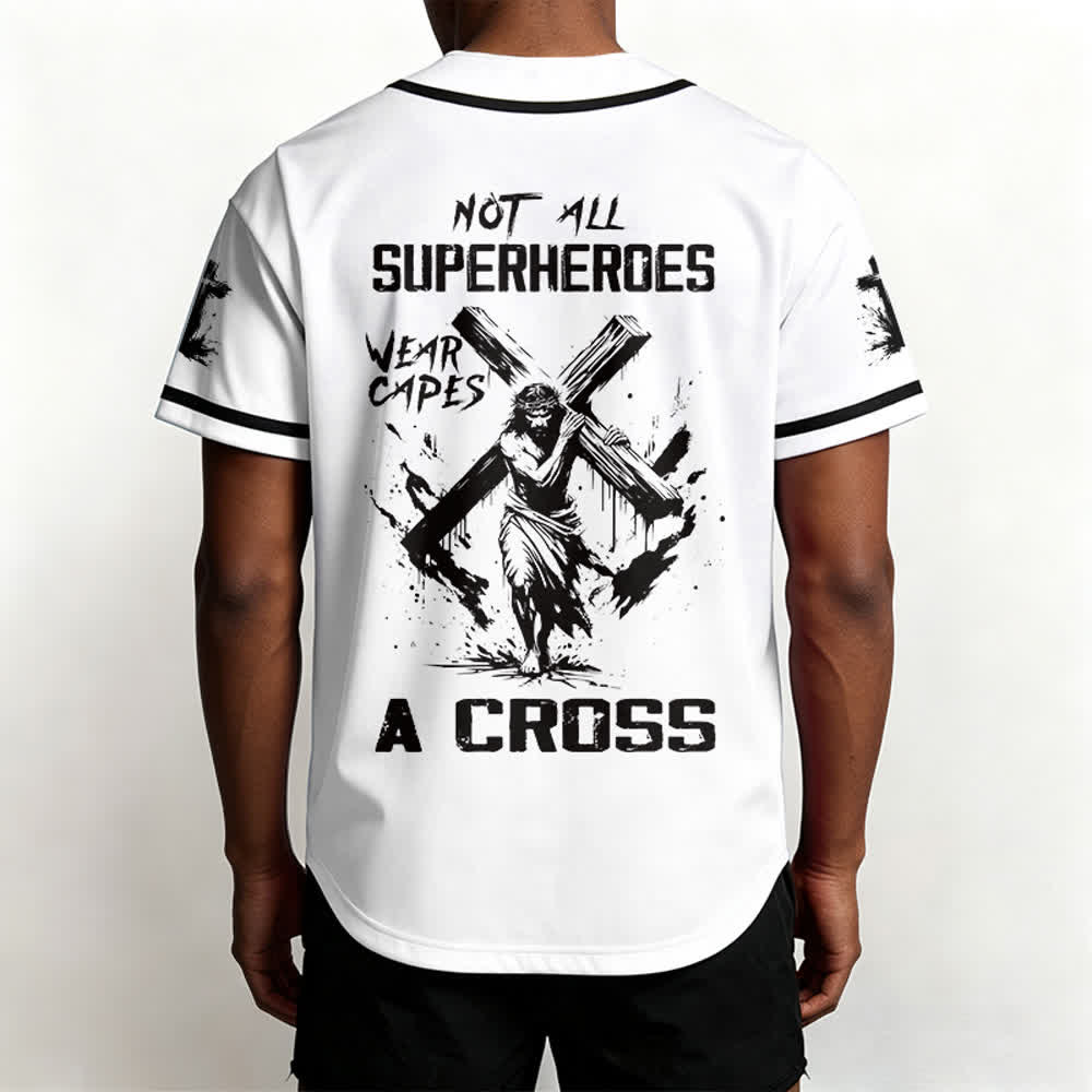 Christianartworkshop Non tutti i supereroi indossano mantelli Maglia da baseball unisex con croce - image 1