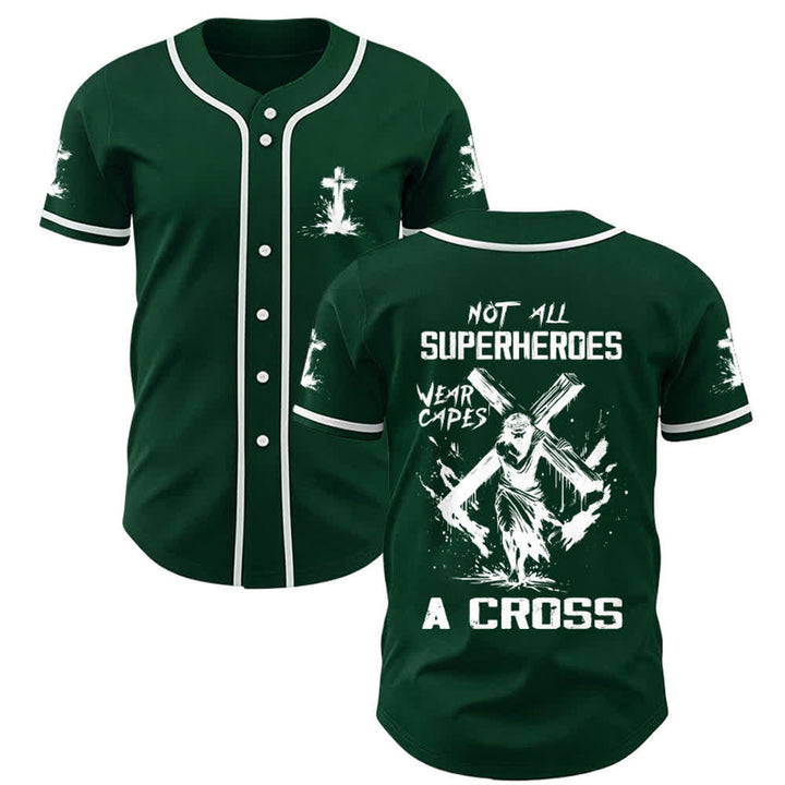 Christianartworkshop Non tutti i supereroi indossano mantelli Maglia da baseball unisex A Cross - Verde - 5XL - image 22