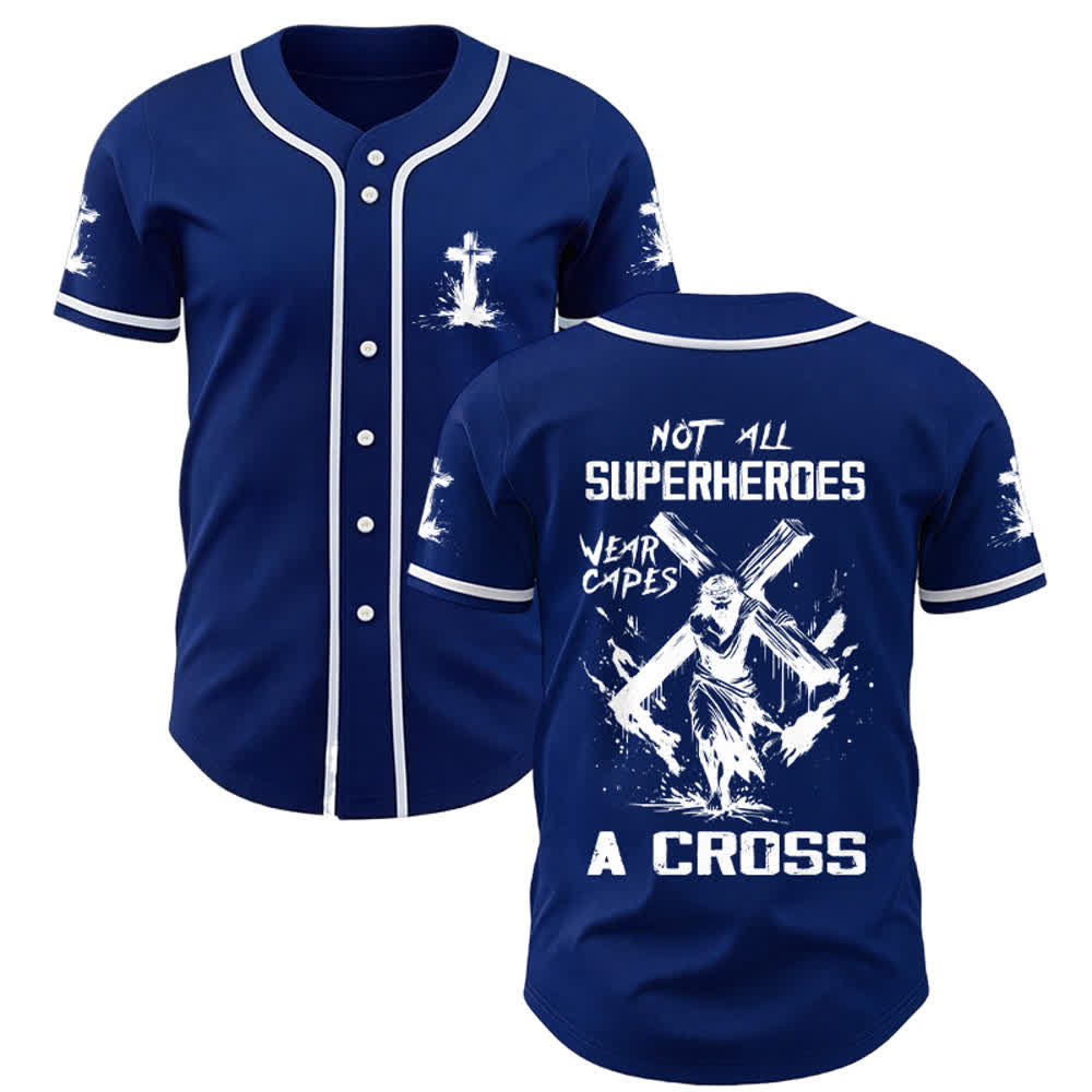 Christianartworkshop Non tutti i supereroi indossano mantelli Maglia da baseball unisex con croce - Blu navy - 5XL - image 19