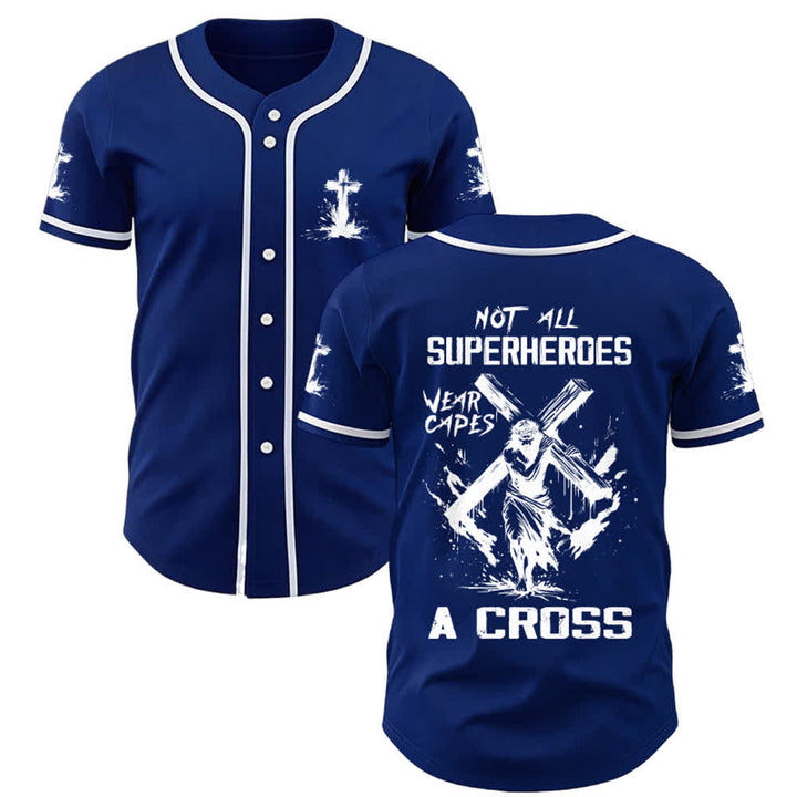 Christianartworkshop Non tutti i supereroi indossano mantelli Maglia da baseball unisex con croce - Blu navy - 5XL - image 19
