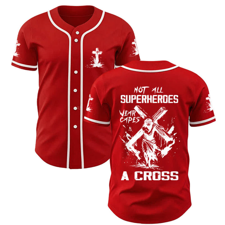 Christianartworkshop Non tutti i supereroi indossano mantelli Maglia da baseball unisex A Cross - Rosso - 5XL - image 10