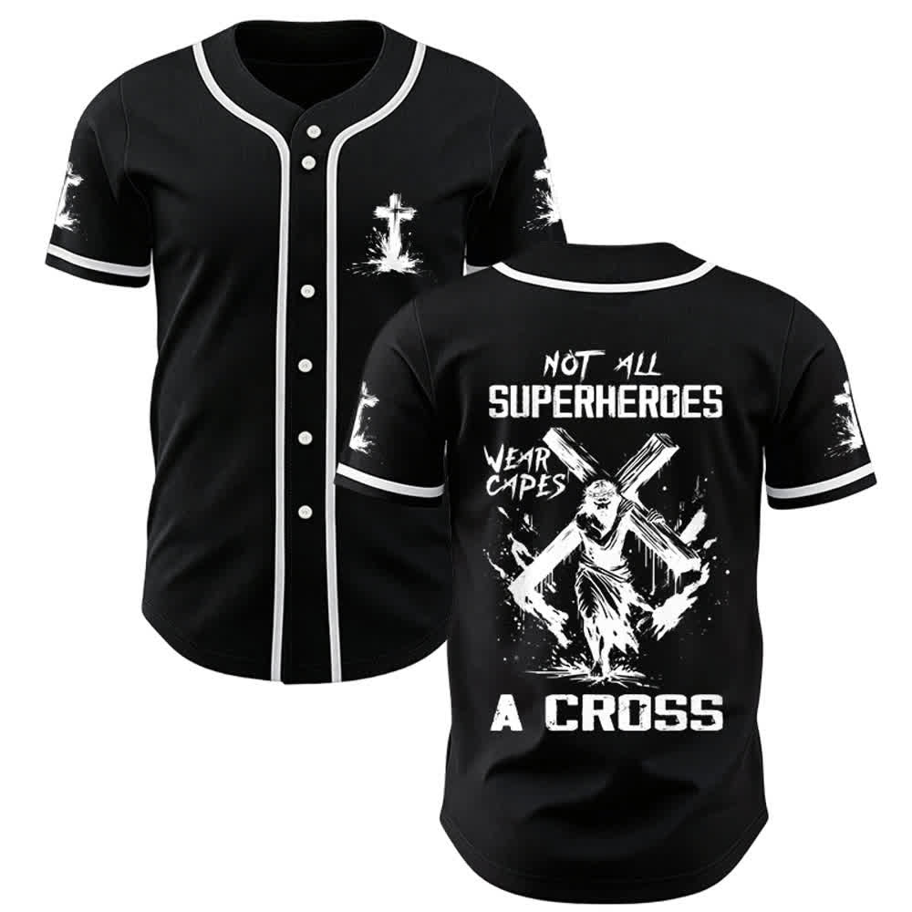 Christianartworkshop Non tutti i supereroi indossano mantelli Maglia da baseball unisex A Cross - Nero - 5XL - image 7