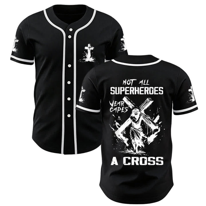 Christianartworkshop Non tutti i supereroi indossano mantelli Maglia da baseball unisex A Cross - Nero - 5XL - image 7