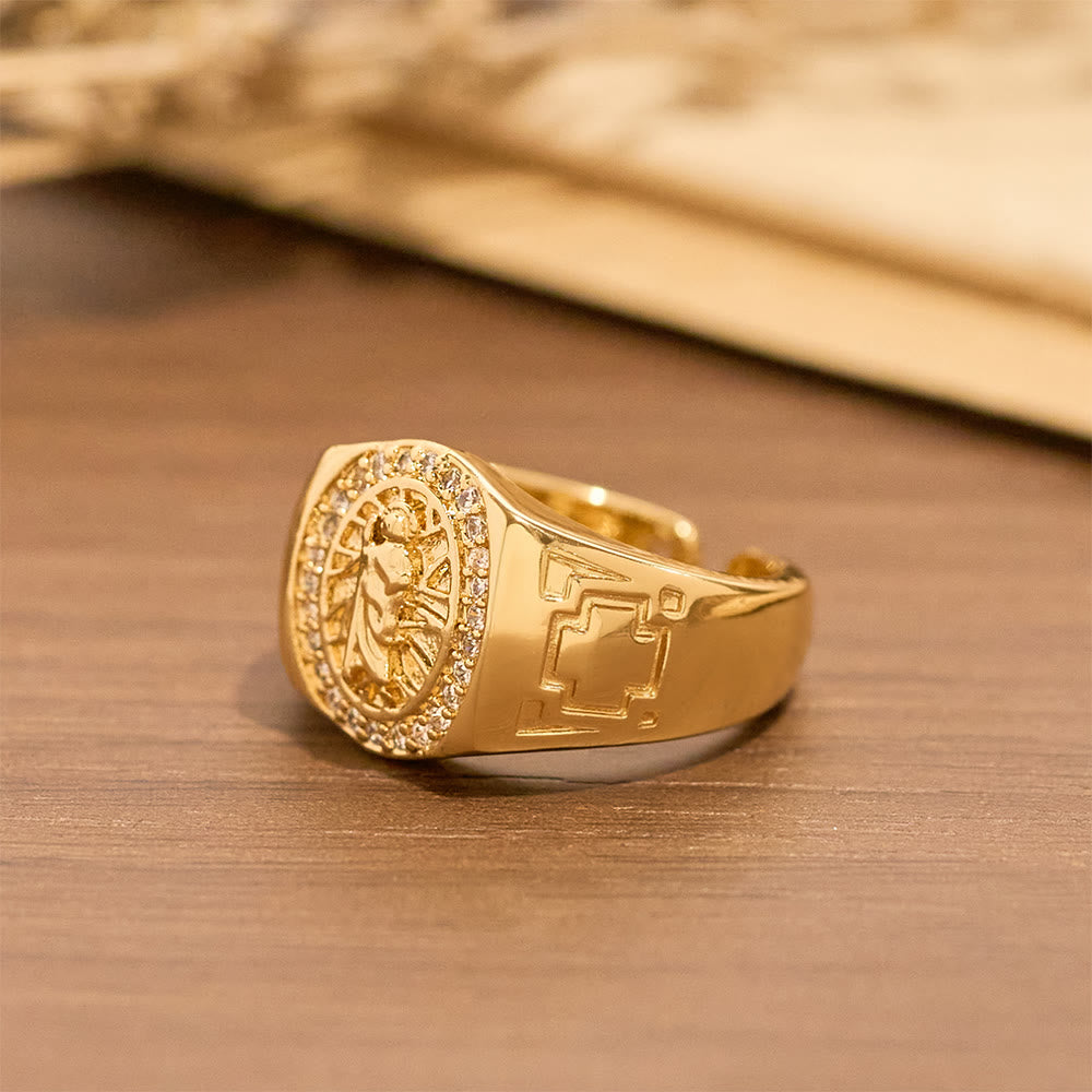 Anello decorato con l'immagine di San Giuda, realizzato Christianartworkshop : emblema di redenzione e protezione spirituale. - image 1