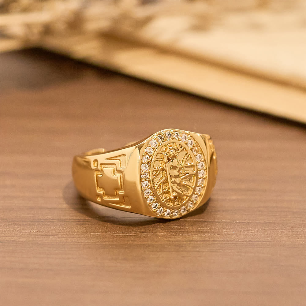 Anello decorato con l'immagine di San Giuda, realizzato Christianartworkshop : emblema di redenzione e protezione spirituale. - image 2